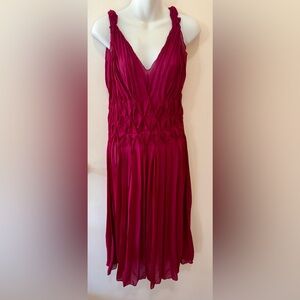 DKNYC Fuchsia Pleated Maxi Dress